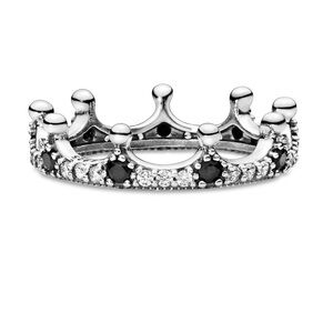 Pandora Sterling Silver Crown Ring with Black Crystals